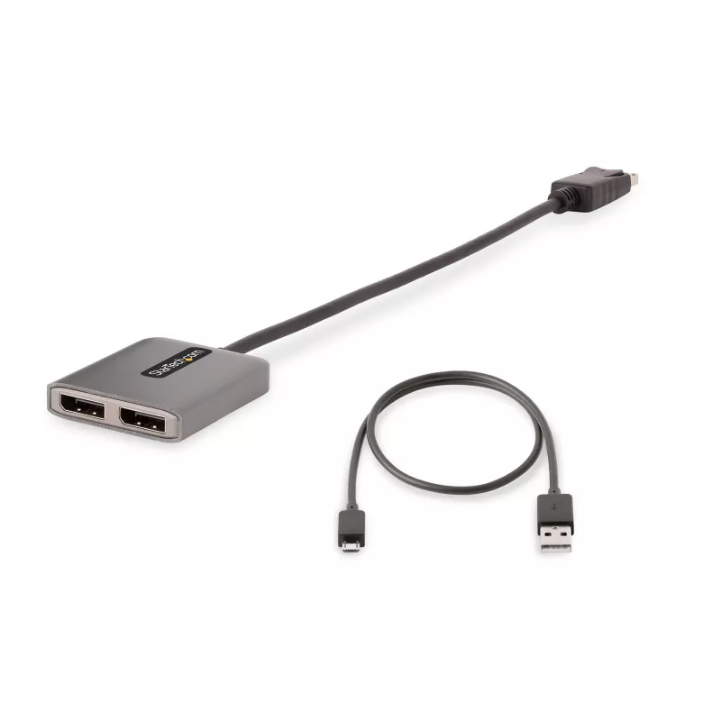 StarTech.com 2-Port DisplayPort MST Hub, Dual 4K 60Hz, DP to 2x DisplayPort Monitor Adapter, DP 1.4 Multi-Monitor Video Adapter, 1ft (30cm) Built-in kabel, USB Powered, Windows Only