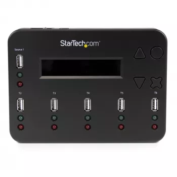 StarTech.com Samodzielny duplikator i kasownik od 1 do 5 dysków USB, kopiarka wielu dysków flash USB, kopiowanie systemowe i plikowe oraz całych dysków z prędkością 1,5 GB/min, pojedyncze i 3-przebiegowe kasowanie, Wyświetlacz LCD - TAA