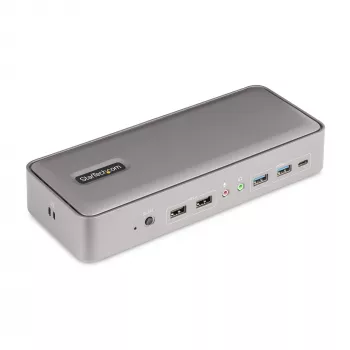 Stacja dokująca KVM StarTech.com Dual-Laptop USB-C, podwójny monitor 4K 60Hz DisplayPort Dock, 5-portowy hub USB, GbE, 90W/45W Power Delivery do dwóch laptopów, Windows/Mac, 2-host KVM Dock - TAA