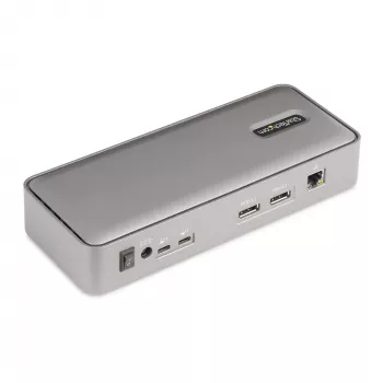 Stacja dokująca KVM StarTech.com Dual-Laptop USB-C, podwójny monitor 4K 60Hz DisplayPort Dock, 5-portowy hub USB, GbE, 90W/45W Power Delivery do dwóch laptopów, Windows/Mac, 2-host KVM Dock - TAA