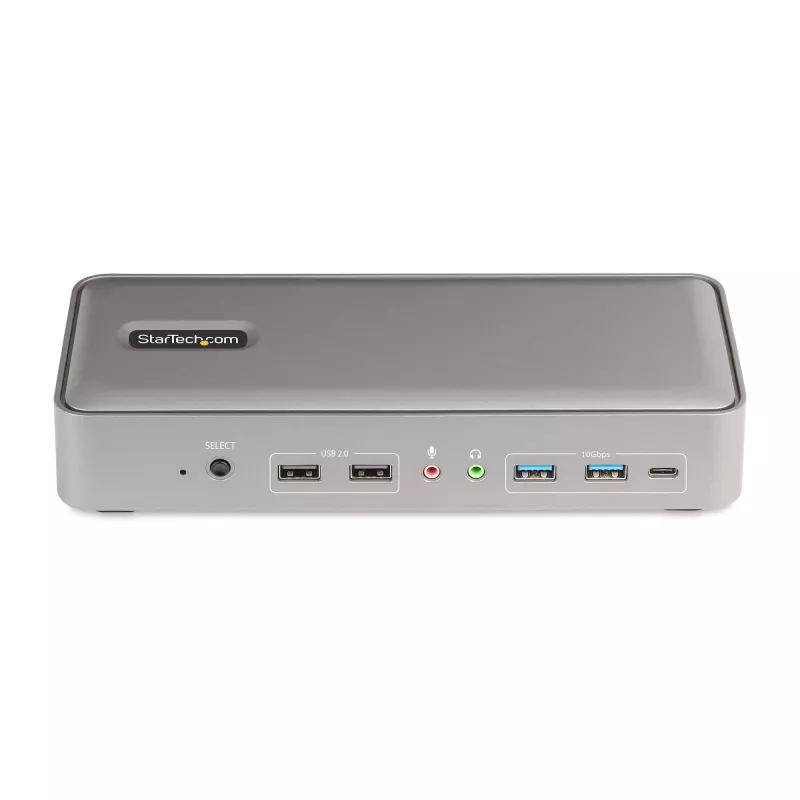Stacja dokująca KVM StarTech.com Dual-Laptop USB-C, podwójny monitor 4K 60Hz DisplayPort Dock, 5-portowy hub USB, GbE, 90W/45W Power Delivery do dwóch laptopów, Windows/Mac, 2-host KVM Dock - TAA