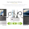 Stacja dokująca KVM StarTech.com Dual-Laptop USB-C, podwójny monitor 4K 60Hz DisplayPort Dock, 5-portowy hub USB, GbE, 90W/45W Power Delivery do dwóch laptopów, Windows/Mac, 2-host KVM Dock - TAA