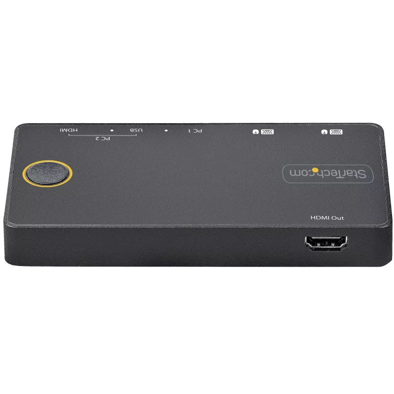 StarTech.com 2-portowy hybrydowy przełącznik KVM USB-A + HDMI i USB-C - Pojedynczy monitor 4K 60 Hz HDMI 2.0 - Kompaktowy przełącznik KVM HDMI dla komputerów stacjonarnych i/lub laptopów - Zasilany przez USB - Kompatybilny z Thunderbolt 3