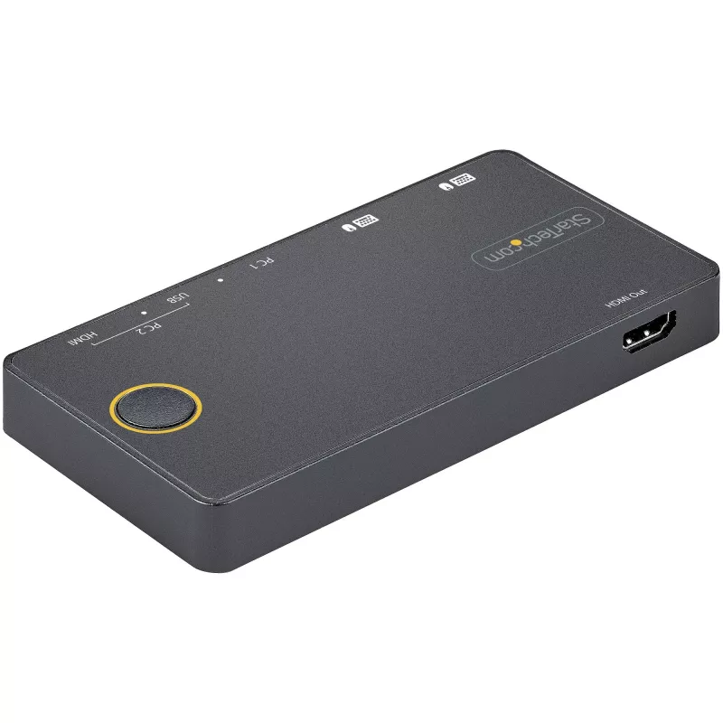 StarTech.com 2-portowy hybrydowy przełącznik KVM USB-A + HDMI i USB-C - Pojedynczy monitor 4K 60 Hz HDMI 2.0 - Kompaktowy przełącznik KVM HDMI dla komputerów stacjonarnych i/lub laptopów - Zasilany przez USB - Kompatybilny z Thunderbolt 3
