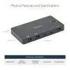 StarTech.com 2-portowy hybrydowy przełącznik KVM USB-A + HDMI i USB-C - Pojedynczy monitor 4K 60 Hz HDMI 2.0 - Kompaktowy przełącznik KVM HDMI dla komputerów stacjonarnych i/lub laptopów - Zasilany przez USB - Kompatybilny z Thunderbolt 3