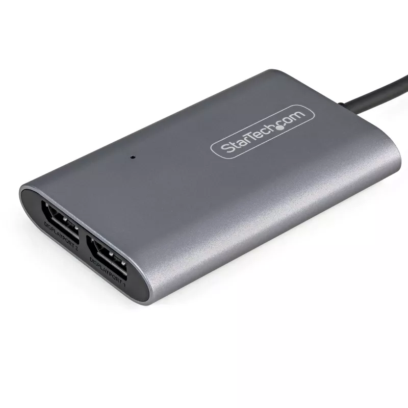 StarTech.com Adapter Thunderbolt na dwa DisplayPort DP 1.4, podwójne 4K 60 Hz lub pojedyncze 8K/5K, konwerter Thunderbolt na DP, 2x adapter wideo do monitora DisplayPort - Mac i Windows
