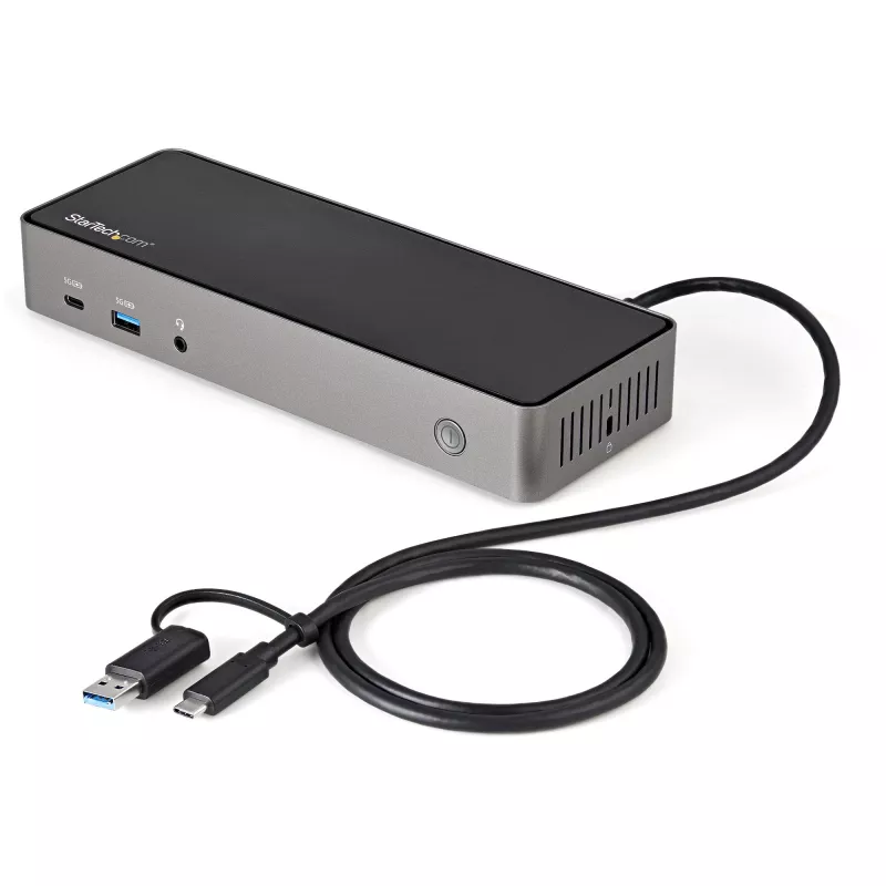 StarTech.com USB-C & USB-A Dock - Hybrydowa Uniwersalna Stacja Dokująca do Laptopa z Potrójnym Monitorem DisplayPort i HDMI 4K 60Hz - Zasilanie 85W, 6-portowy Hub USB, GbE, Audio - USB 3.1 Gen 2 10Gbps - TAA