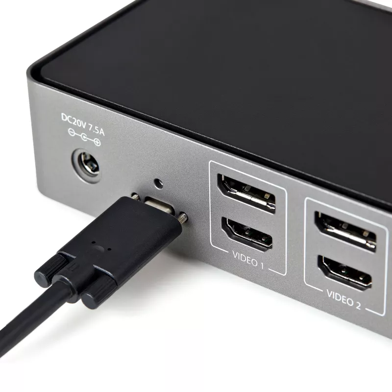 StarTech.com USB-C & USB-A Dock - Hybrydowa Uniwersalna Stacja Dokująca do Laptopa z Potrójnym Monitorem DisplayPort i HDMI 4K 60Hz - Zasilanie 85W, 6-portowy Hub USB, GbE, Audio - USB 3.1 Gen 2 10Gbps - TAA