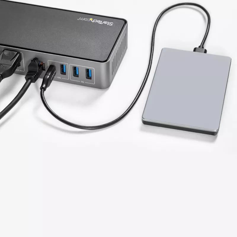 StarTech.com USB-C & USB-A Dock - Hybrydowa Uniwersalna Stacja Dokująca do Laptopa z Potrójnym Monitorem DisplayPort i HDMI 4K 60Hz - Zasilanie 85W, 6-portowy Hub USB, GbE, Audio - USB 3.1 Gen 2 10Gbps - TAA