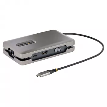 StarTech.com USB-C Dual Monitor Multiport Adapter do 4K 60Hz Wyjście wideo USB-C DP Alt Mode i HDMI 2.0 lub 1080p VGA, 100W PD Pass-Through, Mini stacja dokująca USB Type C, Stacja dokująca USB-C, Hub MST