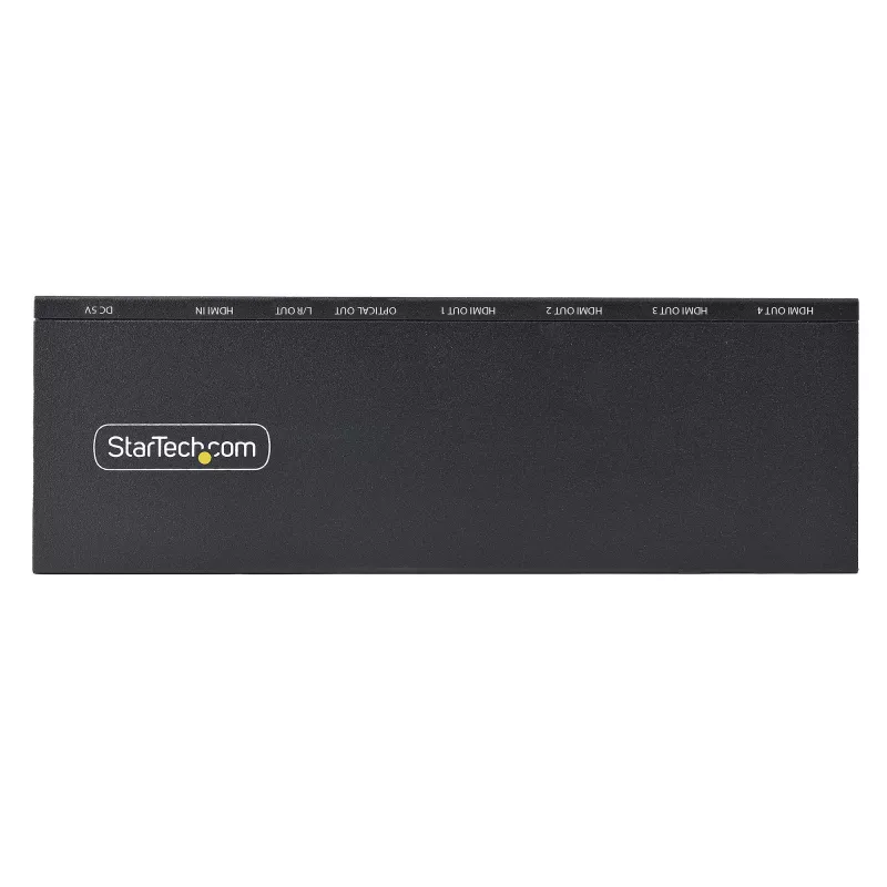 StarTech.com 4-portowy rozdzielacz HDMI, 4K 60Hz HDMI 2.0 Video, rozdzielacz HDMI 4K z wbudowanym skalowaniem, rozdzielacz HDMI 1 na 4, gniazdo audio 3,5 mm/optyczne, rozdzielacz HDMI Wyświetlacz/Wyjście