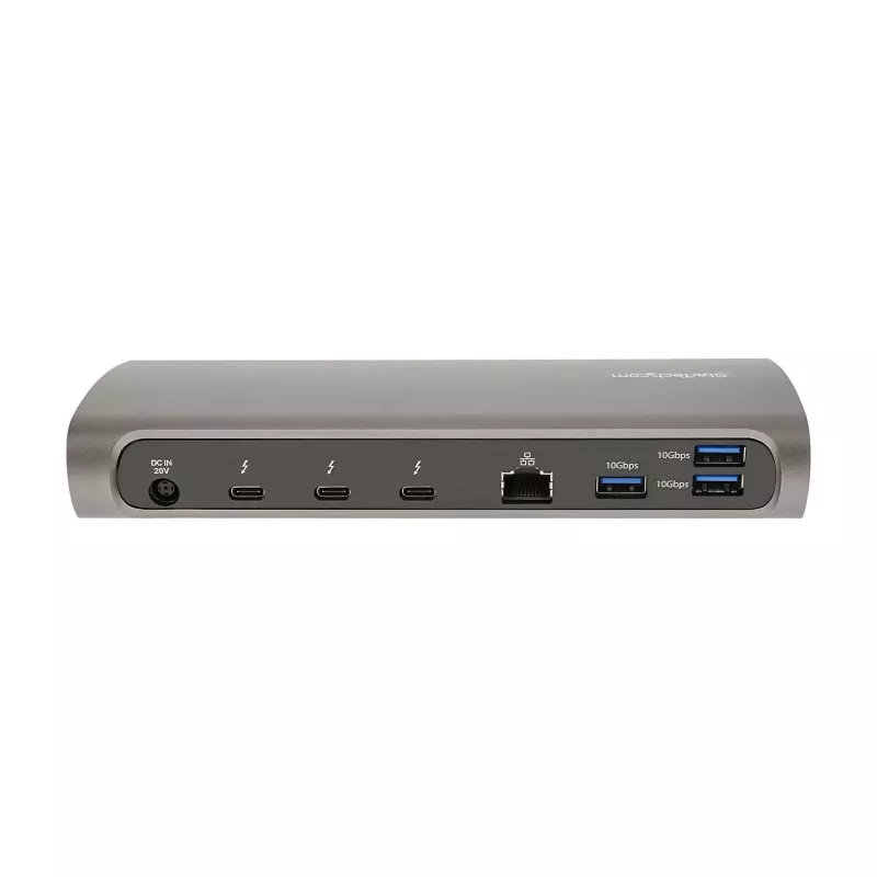 StarTech.com Stacja dokująca Thunderbolt 4, zasilanie 96W, pojedyncze 8K/podwójny monitor 4K 60Hz, 3 porty TB4/USB4, 4 porty USB-A, SD, GbE, stacja dokująca Thunderbolt 4 dla Windows lub MacBook z TB3, kabel 0,8 m