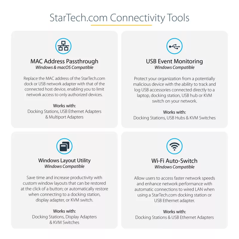 StarTech.com Stacja dokująca Thunderbolt 4, zasilanie 96W, pojedyncze 8K/podwójny monitor 4K 60Hz, 3 porty TB4/USB4, 4 porty USB-A, SD, GbE, stacja dokująca Thunderbolt 4 dla Windows lub MacBook z TB3, kabel 0,8 m