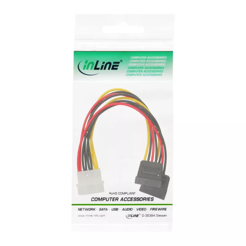 Wewnętrzny kabel zasilający Y InLine 1x 5,25 cala / 2x SATA power 0,20 m