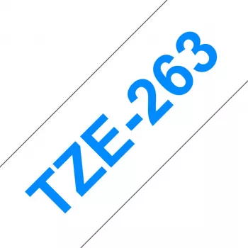 Taśma do drukarek etykiet Brother TZe263 36mm niebieska na białej