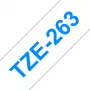 Taśma do drukarek etykiet Brother TZe263 36mm niebieska na białej