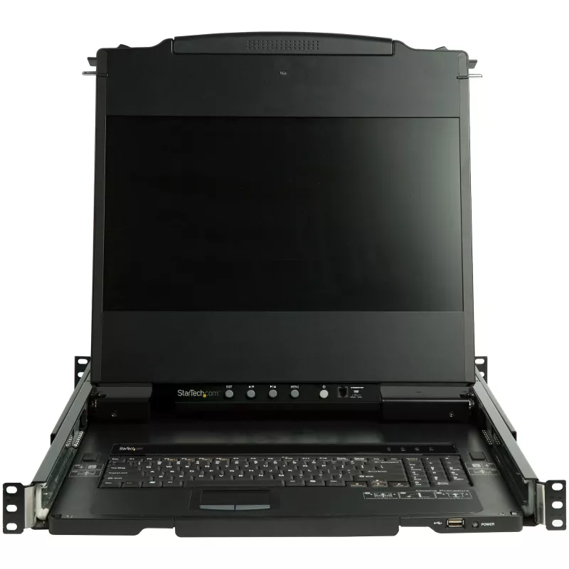 StarTech.com Dual Rail Rackmount KVM Console HD 1080p - Single Port DVI/VGA KVM w/17 inch LCD Monitor for Server Rack - Fully Featured 1U LCD KVM Drawer w/Cables - USB Support - 44230 MTBF