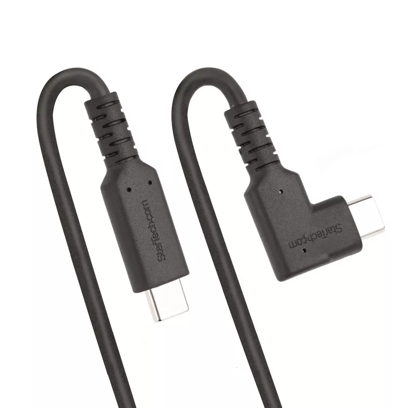 StarTech.com 3ft (1m) Wytrzymały Kątowy Kabel USB-C, USB 3.2 Gen 2 (10 Gbps), Pełnofunkcyjny Kabel USB C do C do Transferu Danych, 4K 60Hz DP Alt Mode, 100W Power Delivery - Kabel USB Type-C 90 Stopni