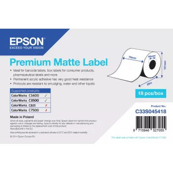 Epson Premium Matte Label Continuous Roll 76mm x 35m Matowy 163 g/m²