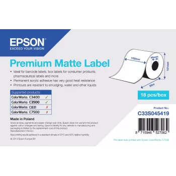 Epson Premium Matte Label - Rolka ciągła: 102mm x 35m