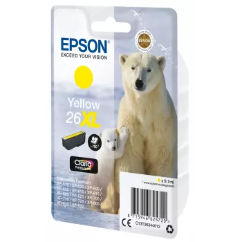Epson Polar bear Singlepack żółty 26XL Claria Premium Ink, wysoka wydajność (XL), żółty, tusz pigmentowy, 9,7 ml, 1 szt., 700 stron