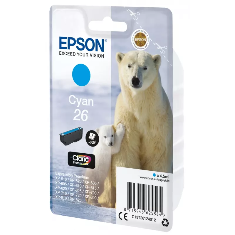 Epson Polar bear Singlepack cyjan 26 Claria Premium Ink