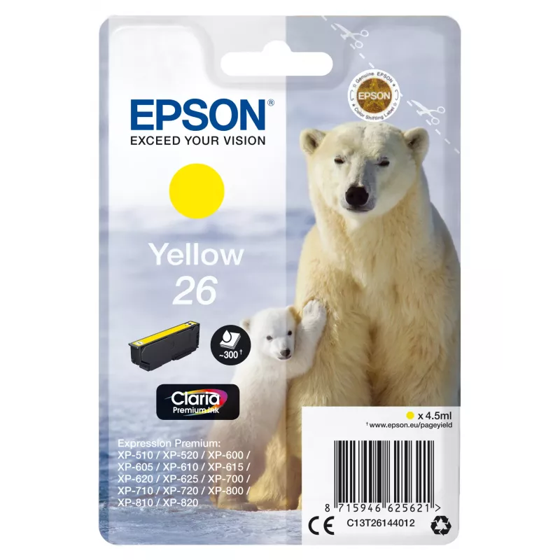 Epson Polar bear Singlepack żółty 26 Claria Premium Ink