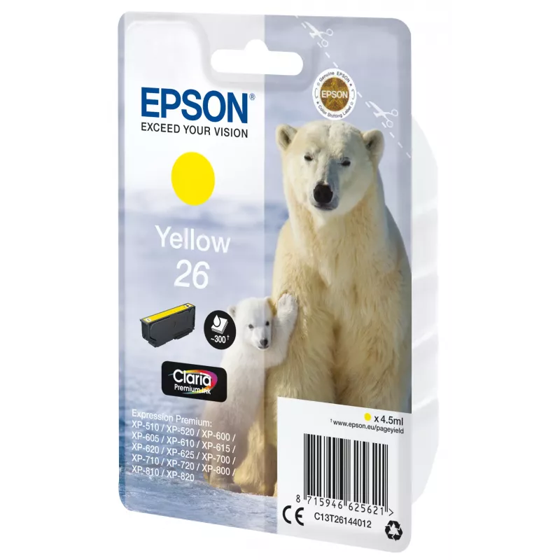 Epson Polar bear Singlepack żółty 26 Claria Premium Ink