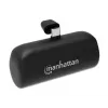 Manhattan Powerbank ze zintegrowaną wtyczką USB-C, 5000 mAh, moc wyjściowa do 10 W, podpórka umożliwiająca użycie jako uchwyt do ładowania telefonu, czarny, roczna gwarancja