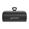 Manhattan Powerbank ze zintegrowaną wtyczką USB-C, 5000 mAh, moc wyjściowa do 10 W, podpórka umożliwiająca użycie jako uchwyt do ładowania telefonu, czarny, roczna gwarancja