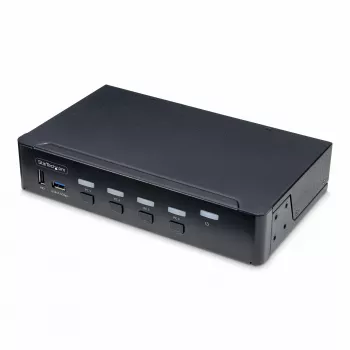 StarTech.com 4-portowy przełącznik KVM DisplayPort, pojedynczy monitor 4K 60 Hz, 6 portów USB, przełączanie przyciskiem i skrótami klawiszowymi, DisplayPort 1.2, niezależny od systemu operacyjnego, zgodny z TAA