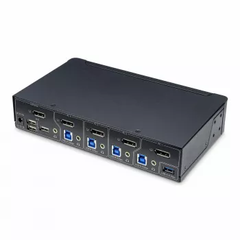 StarTech.com 4-portowy przełącznik KVM DisplayPort, pojedynczy monitor 4K 60 Hz, 6 portów USB, przełączanie przyciskiem i skrótami klawiszowymi, DisplayPort 1.2, niezależny od systemu operacyjnego, zgodny z TAA