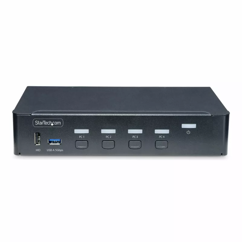 StarTech.com 4-portowy przełącznik KVM DisplayPort, pojedynczy monitor 4K 60 Hz, 6 portów USB, przełączanie przyciskiem i skrótami klawiszowymi, DisplayPort 1.2, niezależny od systemu operacyjnego, zgodny z TAA