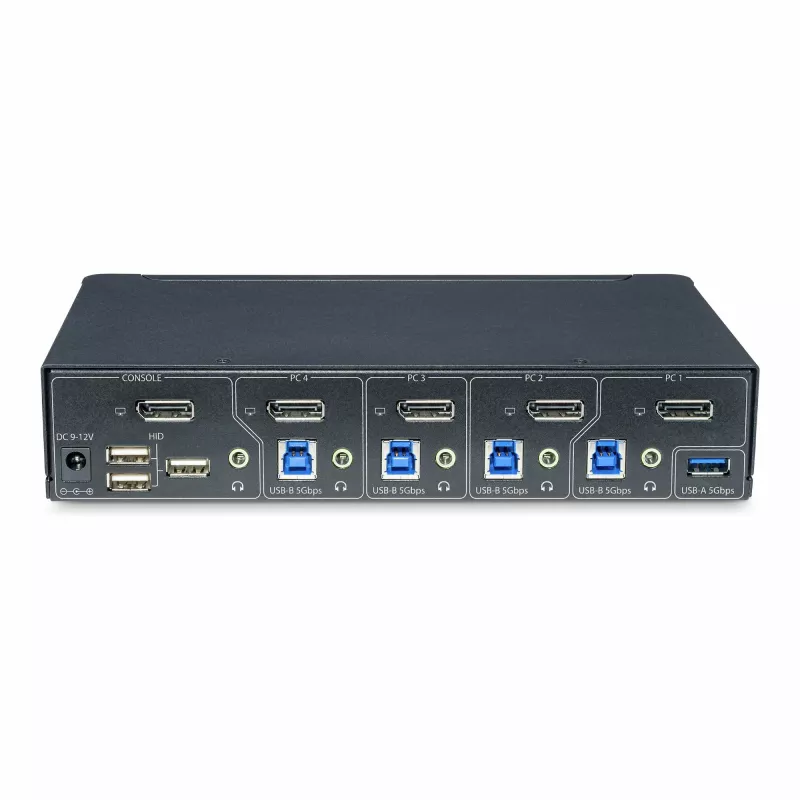 StarTech.com 4-portowy przełącznik KVM DisplayPort, pojedynczy monitor 4K 60 Hz, 6 portów USB, przełączanie przyciskiem i skrótami klawiszowymi, DisplayPort 1.2, niezależny od systemu operacyjnego, zgodny z TAA
