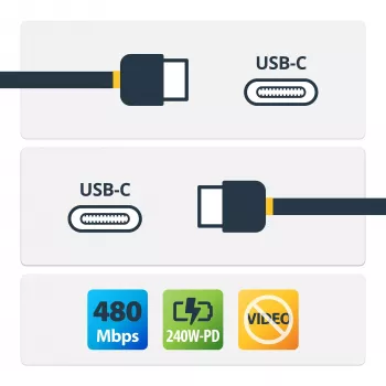 StarTech.com 4 m biały kabel do ładowania USB-C, kabel USB C z certyfikatem USB-IF, 240 W PD EPR, kabel USB 2.0 typu C do laptopa, kabel do przesyłania danych USB-C, płaszcz TPE