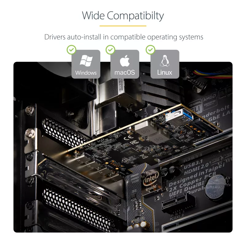 StarTech.com 5-Port USB PCIe Card, USB 3.2 10Gbps, PCI Express Card z 4 portami USB-C, 1 wewnętrzny port USB-A, karta kontrolera USB PCIe, Windows/macOS/Linux