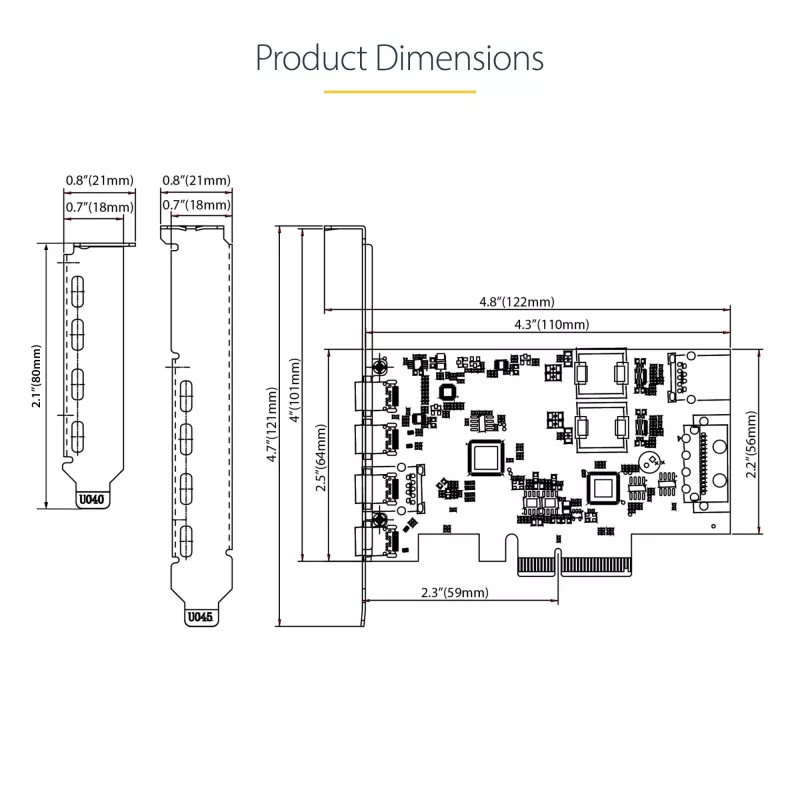 StarTech.com 5-Port USB PCIe Card, USB 3.2 10Gbps, PCI Express Card z 4 portami USB-C, 1 wewnętrzny port USB-A, karta kontrolera USB PCIe, Windows/macOS/Linux