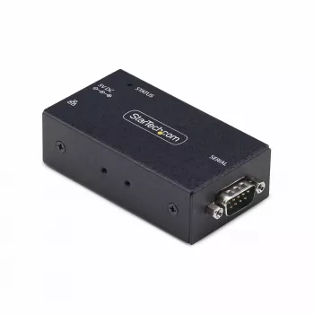 StarTech.com 1-portowy adapter szeregowy do Ethernetu, serwer urządzeń szeregowych IP do zdalnych urządzeń RS232, montaż na ścianie/szynie DIN, metalowa obudowa, konwerter RJ45 LAN na DB9 szeregowy