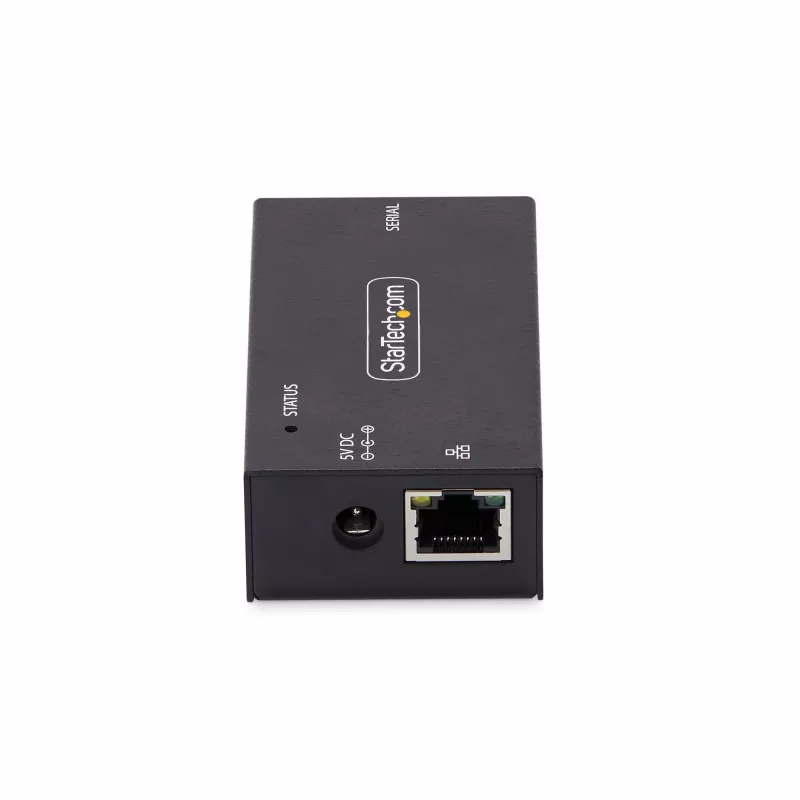 StarTech.com 1-portowy adapter szeregowy do Ethernetu, serwer urządzeń szeregowych IP do zdalnych urządzeń RS232, montaż na ścianie/szynie DIN, metalowa obudowa, konwerter RJ45 LAN na DB9 szeregowy