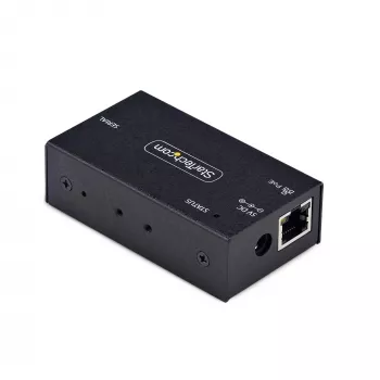 StarTech.com 1-portowy adapter szeregowy na Ethernet, serwer urządzeń szeregowych IP 802.3af PoE do zdalnych urządzeń RS232, montaż na ścianie/szynie DIN, konwerter RJ45 LAN na DB9 szeregowy, TAA