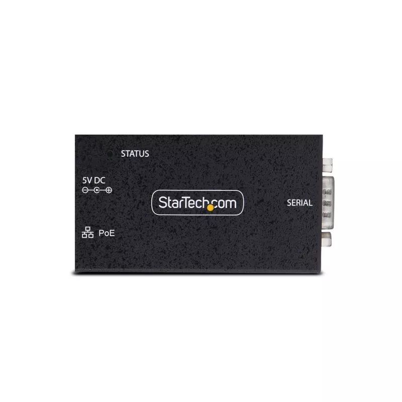 StarTech.com 1-portowy adapter szeregowy na Ethernet, serwer urządzeń szeregowych IP 802.3af PoE do zdalnych urządzeń RS232, montaż na ścianie/szynie DIN, konwerter RJ45 LAN na DB9 szeregowy, TAA