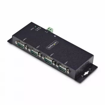 Przetwornik szeregowy na Ethernet StarTech.com, 4 porty, serwer urządzeń szeregowych IP do zdalnych urządzeń RS232, montaż na ścianie / szynie DIN, obudowa metalowa, konwerter RJ45 LAN na DB9 RS232
