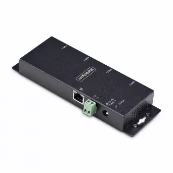 Przetwornik szeregowy na Ethernet StarTech.com, 4 porty, serwer urządzeń szeregowych IP do zdalnych urządzeń RS232, montaż na ścianie / szynie DIN, obudowa metalowa, konwerter RJ45 LAN na DB9 RS232