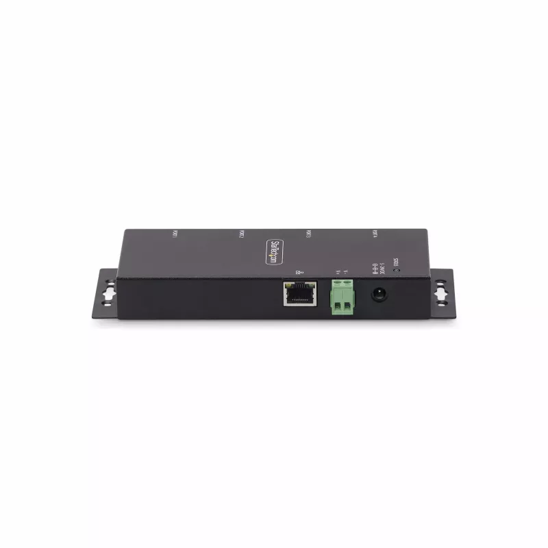 Przetwornik szeregowy na Ethernet StarTech.com, 4 porty, serwer urządzeń szeregowych IP do zdalnych urządzeń RS232, montaż na ścianie / szynie DIN, obudowa metalowa, konwerter RJ45 LAN na DB9 RS232