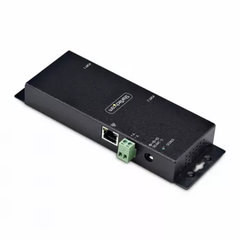 StarTech.com 2-portowy adapter szeregowy na Ethernet, serwer urządzeń szeregowych IP do zdalnych urządzeń RS232, montaż na ścianie/szynę DIN, metalowa obudowa, konwerter RJ45 LAN na DB9 szeregowy