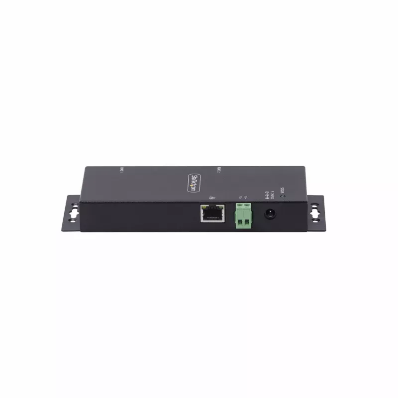 StarTech.com 2-portowy adapter szeregowy na Ethernet, serwer urządzeń szeregowych IP do zdalnych urządzeń RS232, montaż na ścianie/szynę DIN, metalowa obudowa, konwerter RJ45 LAN na DB9 szeregowy