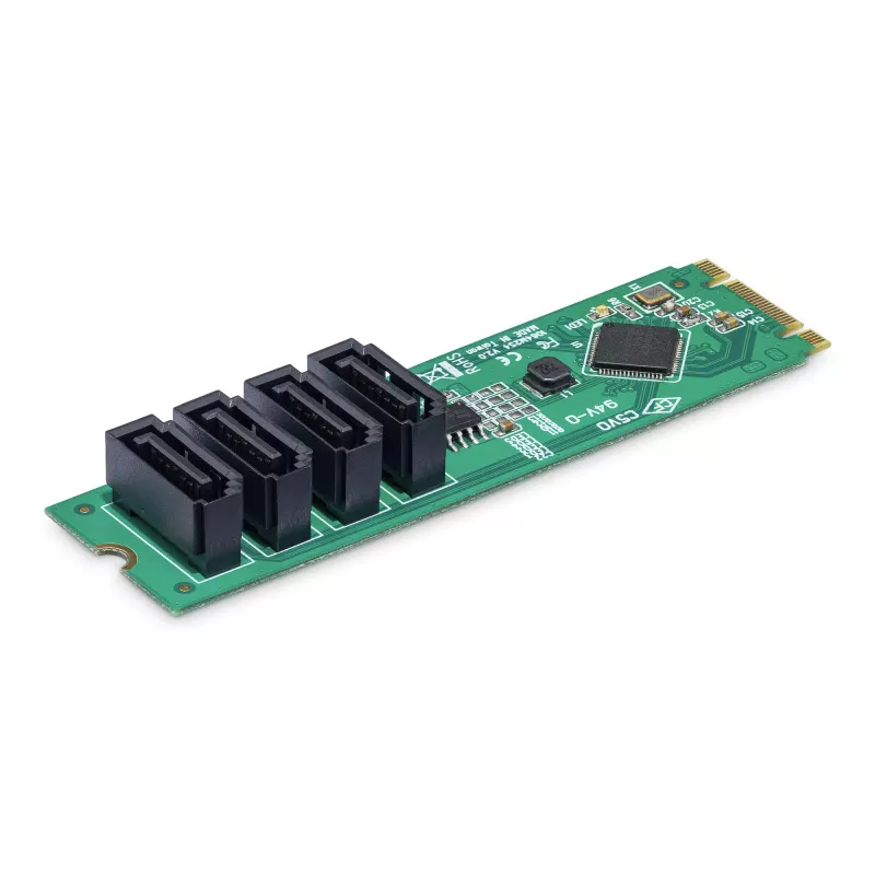 StarTech.com 4-portowa karta adaptera M.2 na SATA, karta rozszerzeń M.2 PCIe 3.0 na HDD/SSD SATA, chipset ASM1064, M.2 NVMe na 4x HDD/SSD dla Windows/macOS/Linux