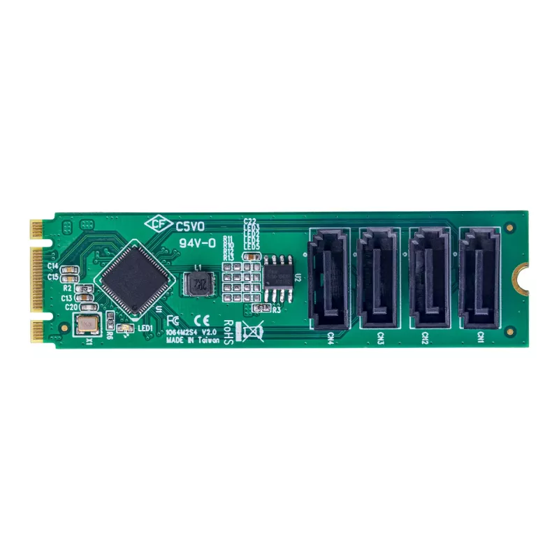 StarTech.com 4-portowa karta adaptera M.2 na SATA, karta rozszerzeń M.2 PCIe 3.0 na HDD/SSD SATA, chipset ASM1064, M.2 NVMe na 4x HDD/SSD dla Windows/macOS/Linux