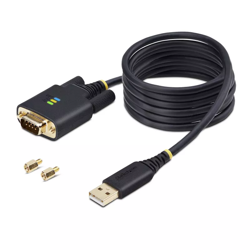 StarTech.com kabel przejściówki USB na szeregowy 6.6ft (2m), zachowanie COM, wymienne śruby/nakrętki, USB-A na DB9 RS232, układ FTDI, ochrona ESD, Windows/macOS/Linux