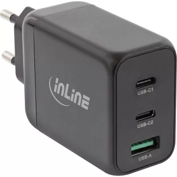 InLine zasilacz USB PD, ładowarka GaN, 3-portowa, Dual USB-C + USB-A, 65W
